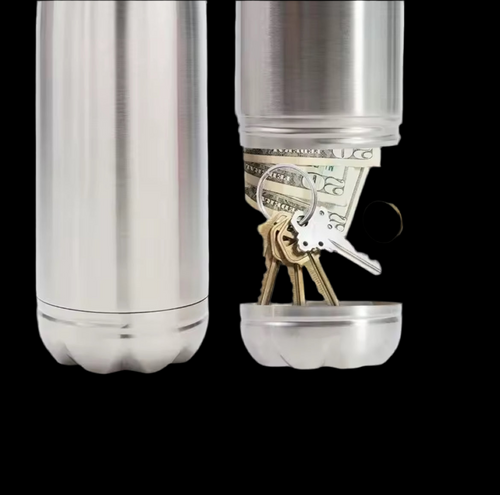 Cantimplora con compartimento oculto de acero inoxidable – Escondite secreto para dinero y llaves